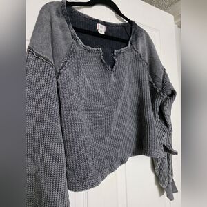 Moving Sale! { BDG Washed Gray Distressed Cropped Thermal Size S